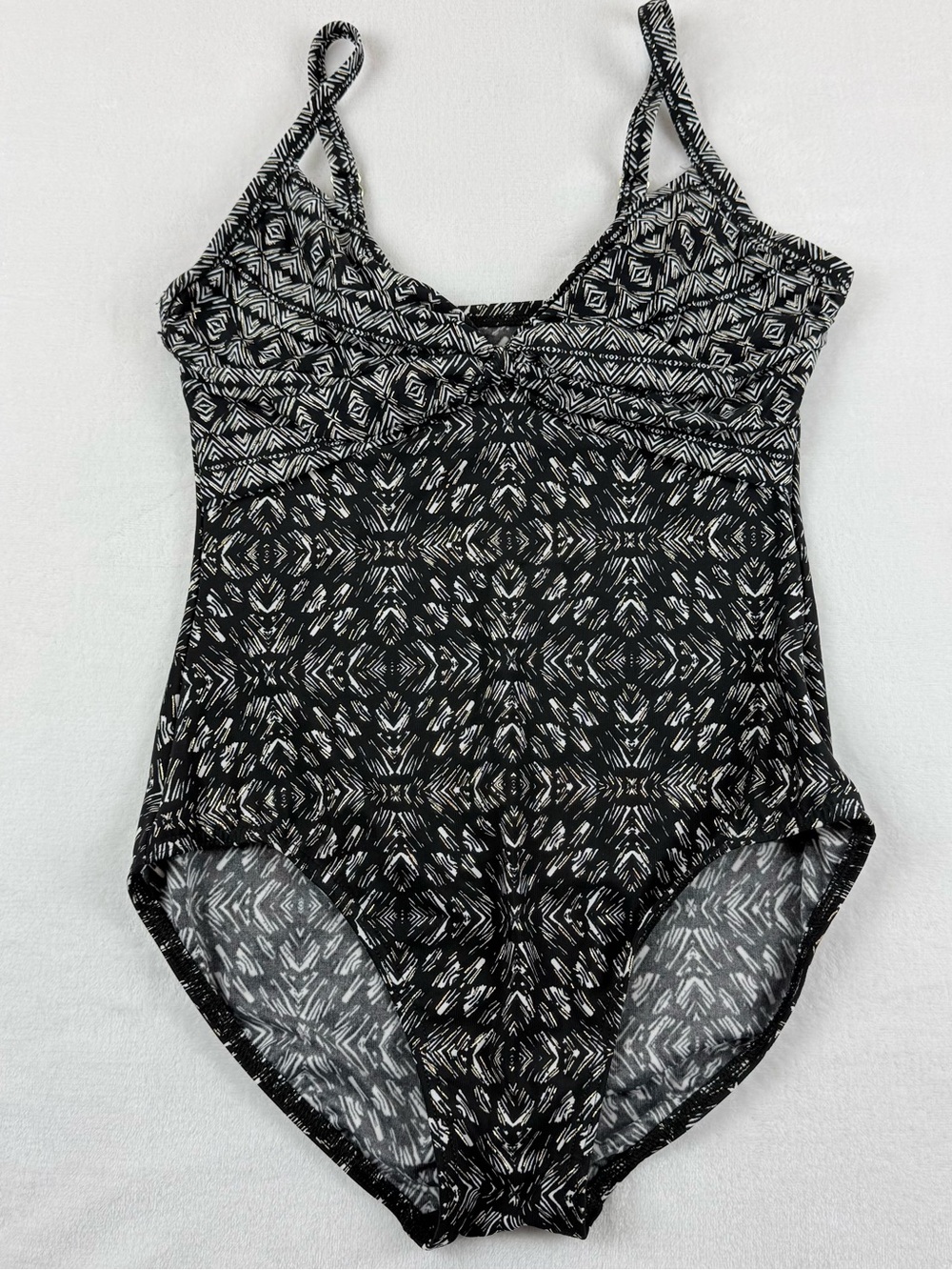 Miraclesuit Underwire Pin Up Black & White Gold Patterned One-Piece Swimsuit